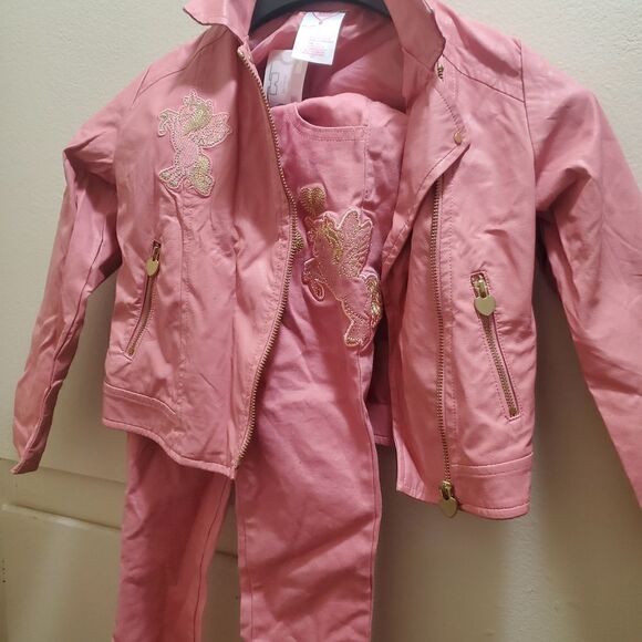 Unicorn pink leather/denim set sz 6 - Picture 1 of 6